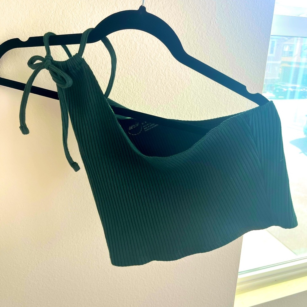 Aerie one shoulder crop top green Size Medium